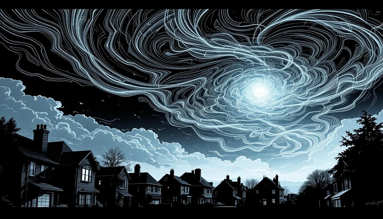 Ein Bild, das Chemtrails am Himmel zeigt und die Diskussion über Kontrolle durch den Himmel anregt.