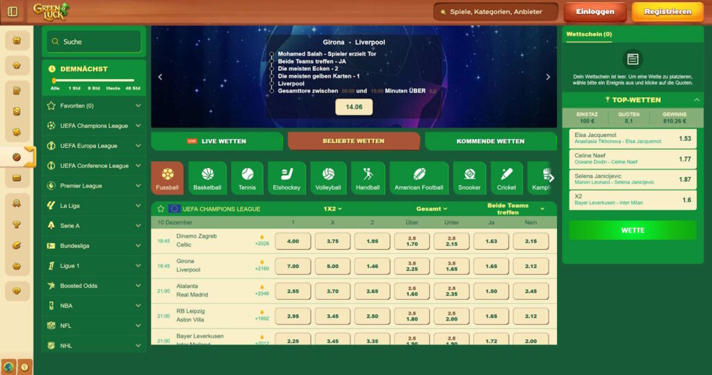 Greenluck Casino Sportwetten
