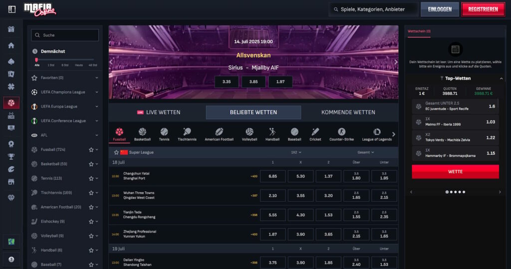 Mafia Casino Sportwetten