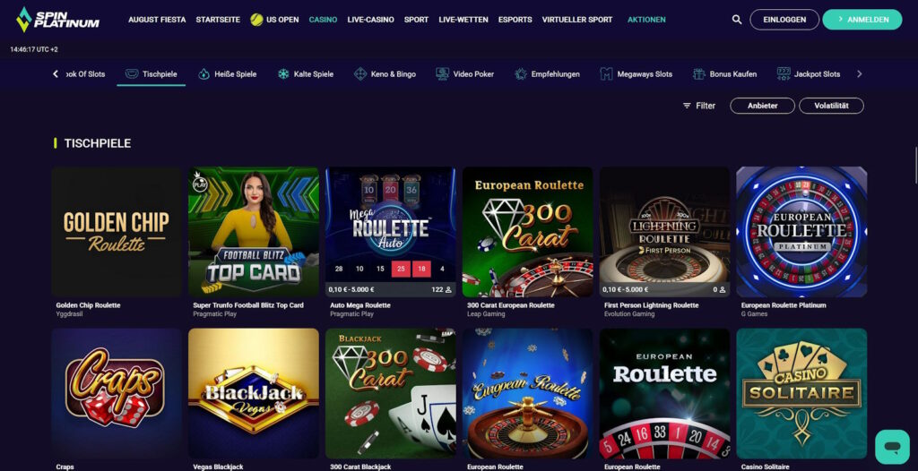 SpinPlatinum Tischspiele