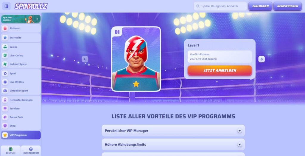Spinrollz VIP Aktionen