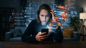 Ragebait: Wie gezielte Empörung Klicks, Reichweite und Aufmerksamkeit erzeugt 4 Das Bild stellt Ragebait als digitale Empörungsmaschinerie dar