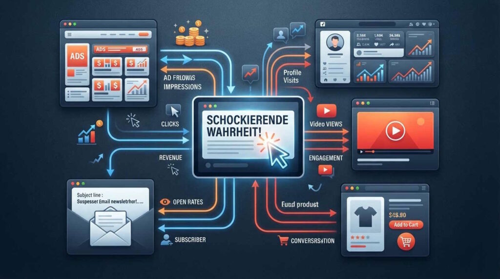 Klicks um jeden Preis: Wie Clickbait unsere Aufmerksamkeit manipuliert 3 clickbait biz impact diagram
